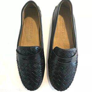 Women's Robert Zur Petra Loafer Black Leather Basket Weave Shoe Loafer 7.5